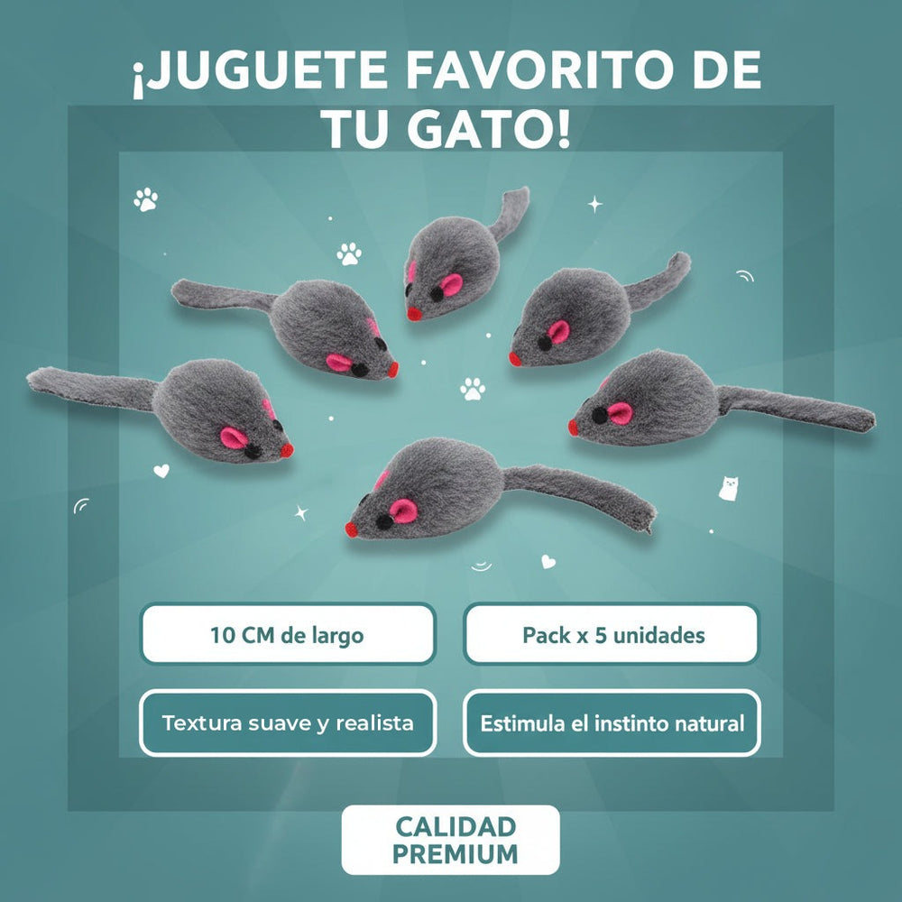 Set de 5 Ratones de Peluche Interactivos para Gatos