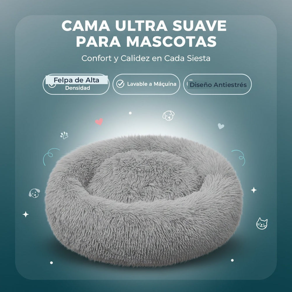 Cama Redonda Ortopédica y Afelpada para Perros y Gatos Pequeños