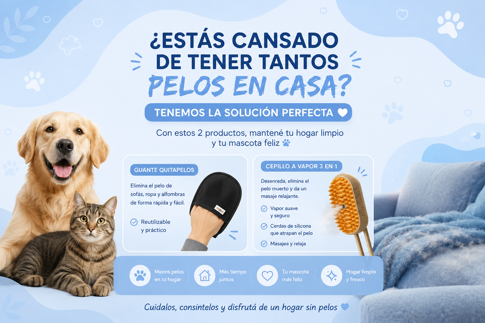 Combo Chau Pelos: Cepillo a Vapor + Guante Removedor