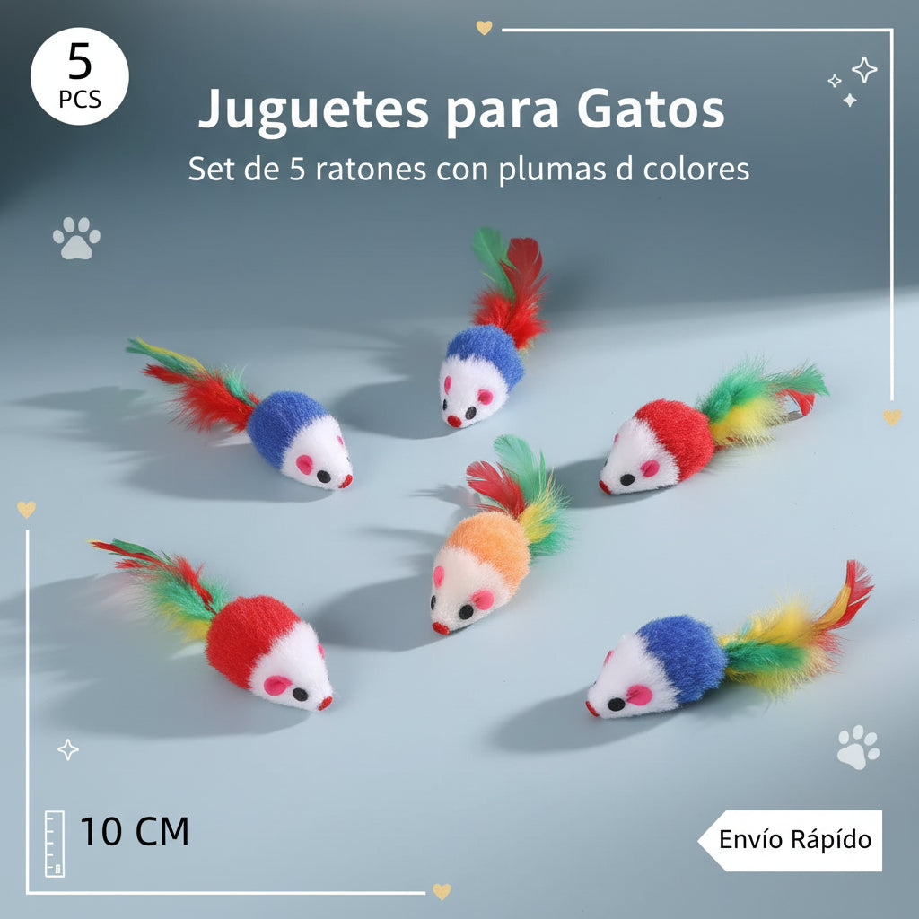5PCS Plush Simulation Mouse Cat Toys Pet Teasing Interactive Toys Colorful Simulation Mouse Toys Cat Fun Toys Gifts Pet Supplies