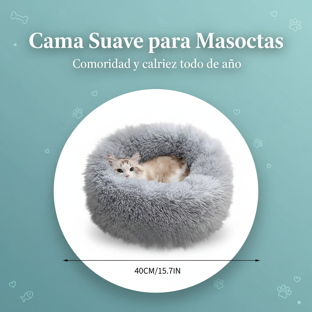 Cats Beds for Indoor Cats - Cats Bed Washable 15.7 Inches, Dog Beds for Small Dogs, anti Anxiety round Long Velvet Furry Cats Bed, Thick Bottom, Winter Supplies(Gray)