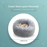 Cats Beds for Indoor Cats - Cats Bed Washable 15.7 Inches, Dog Beds for Small Dogs, anti Anxiety round Long Velvet Furry Cats Bed, Thick Bottom, Winter Supplies(Gray)