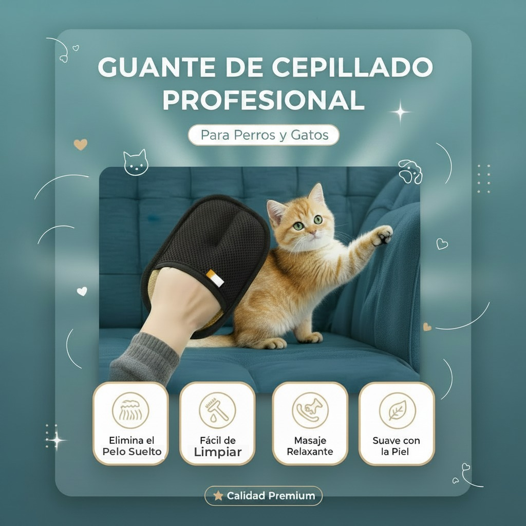 Guante Removedor de Pelo de Mascotas para Sofás, Ropa y Alfombras