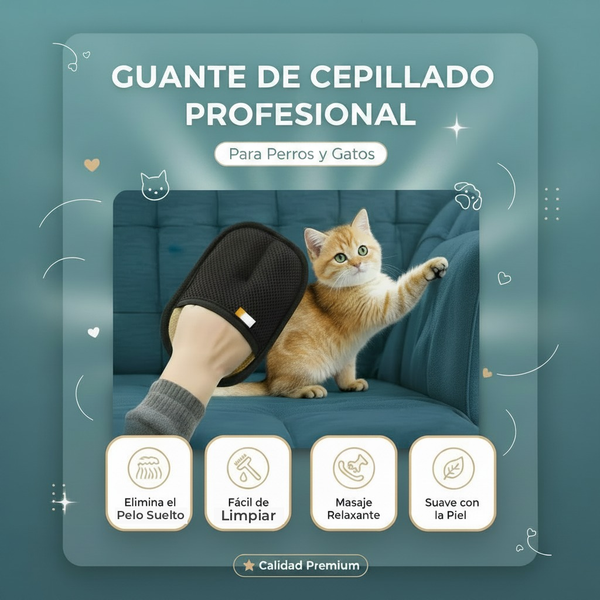 Guante Removedor de Pelo de Mascotas para Sofás, Ropa y Alfombras