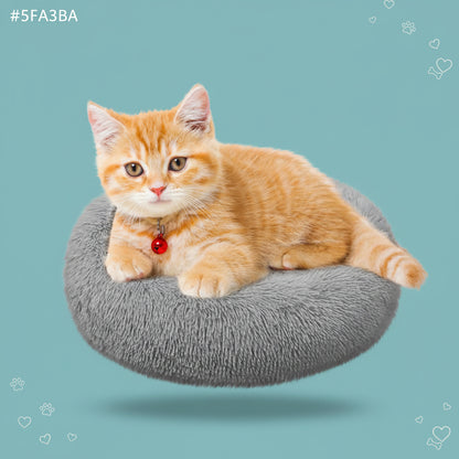 Cat Bed, Cat Beds for Indoor Cats Washable, Orthopedic Soft Fluffy round Calming Pet Bed for Small Cat, Small Cat Beds & Furniture