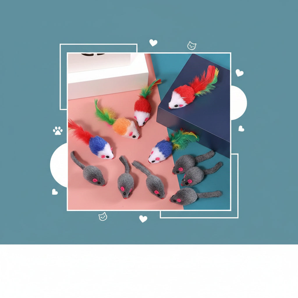 5PCS Plush Simulation Mouse Cat Toys Pet Teasing Interactive Toys Colorful Simulation Mouse Toys Cat Fun Toys Gifts Pet Supplies