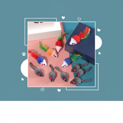 5PCS Plush Simulation Mouse Cat Toys Pet Teasing Interactive Toys Colorful Simulation Mouse Toys Cat Fun Toys Gifts Pet Supplies