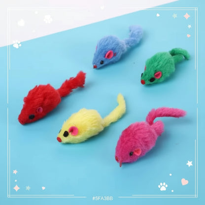 5PCS Plush Simulation Mouse Cat Toys Pet Teasing Interactive Toys Colorful Simulation Mouse Toys Cat Fun Toys Gifts Pet Supplies