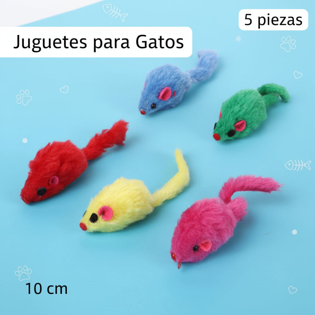 5PCS Plush Simulation Mouse Cat Toys Pet Teasing Interactive Toys Colorful Simulation Mouse Toys Cat Fun Toys Gifts Pet Supplies