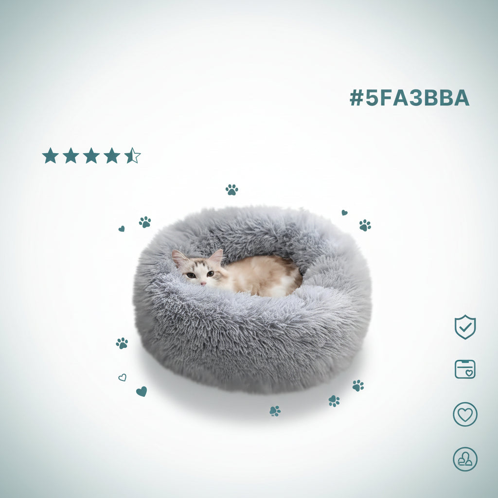 Cats Beds for Indoor Cats - Cats Bed Washable 15.7 Inches, Dog Beds for Small Dogs, anti Anxiety round Long Velvet Furry Cats Bed, Thick Bottom, Winter Supplies(Gray)
