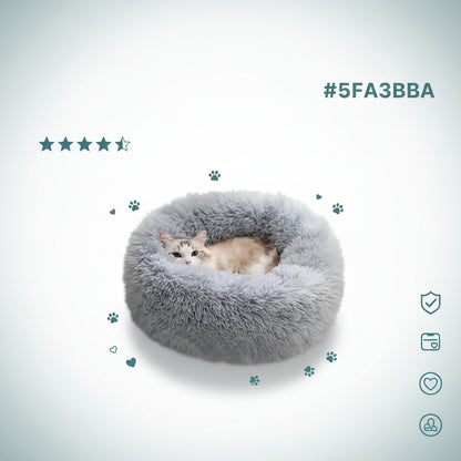 Cats Beds for Indoor Cats - Cats Bed Washable 15.7 Inches, Dog Beds for Small Dogs, anti Anxiety round Long Velvet Furry Cats Bed, Thick Bottom, Winter Supplies(Gray)