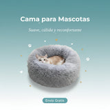 Cats Beds for Indoor Cats - Cats Bed Washable 15.7 Inches, Dog Beds for Small Dogs, anti Anxiety round Long Velvet Furry Cats Bed, Thick Bottom, Winter Supplies(Gray)