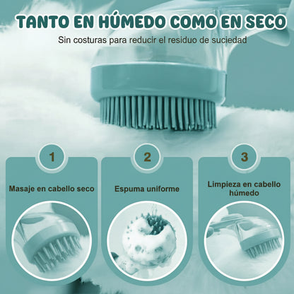 Cepillo Baño Perro Gato Pulguitas Dispensador De Jabon