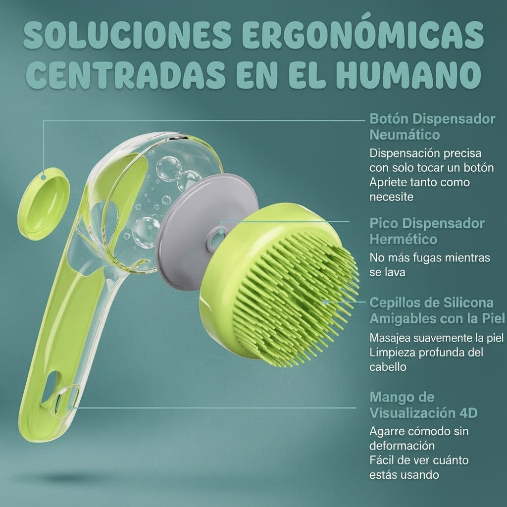 Cepillo Baño Perro Gato Pulguitas Dispensador De Jabon