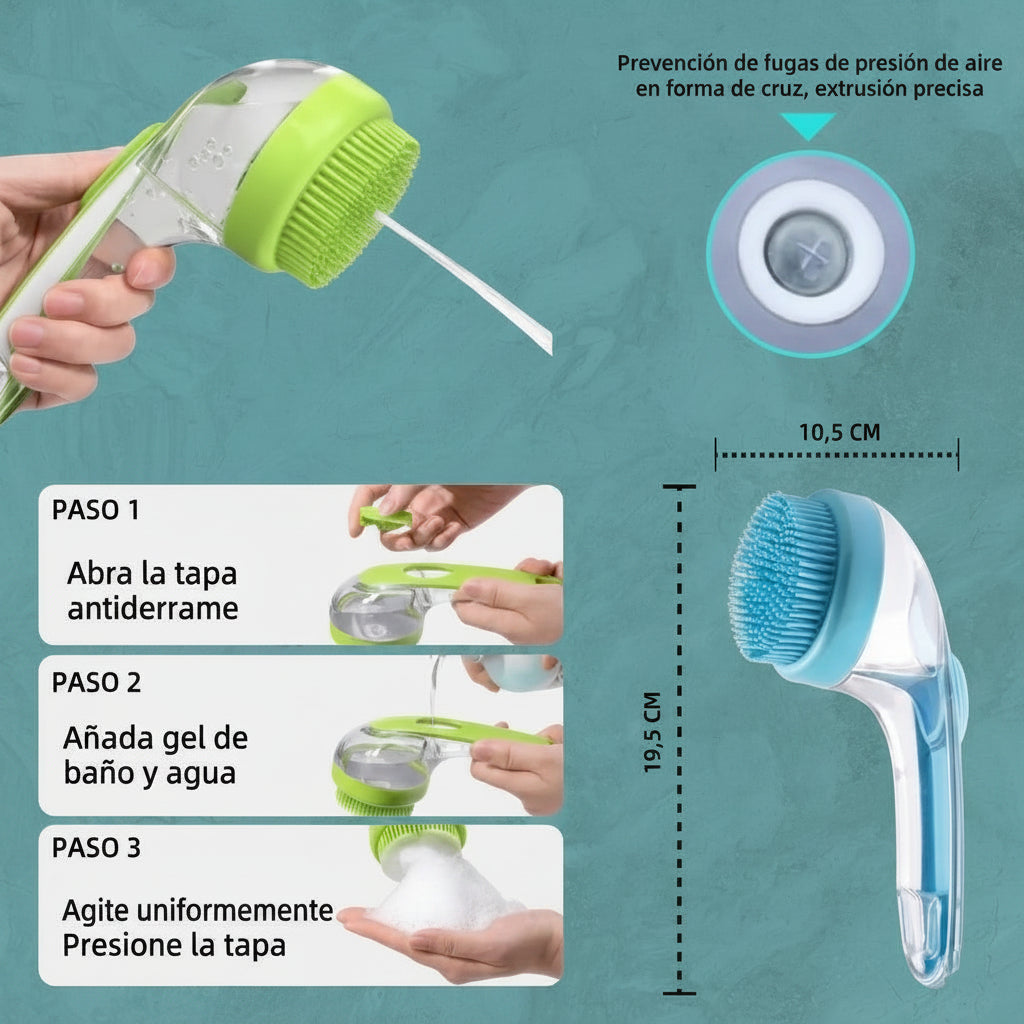 Cepillo Baño Perro Gato Pulguitas Dispensador De Jabon