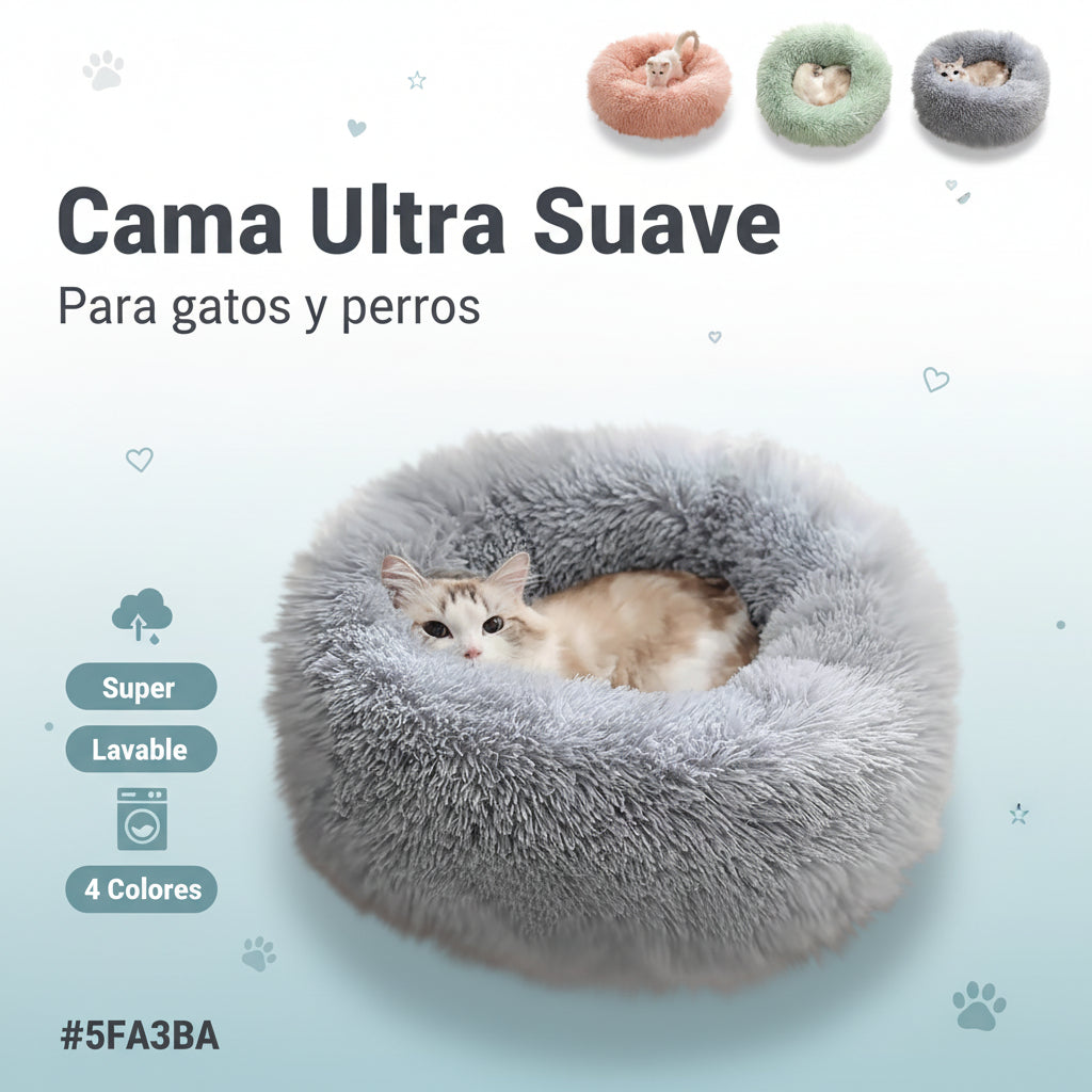 Cats Beds for Indoor Cats - Cats Bed Washable 15.7 Inches, Dog Beds for Small Dogs, anti Anxiety round Long Velvet Furry Cats Bed, Thick Bottom, Winter Supplies(Gray)