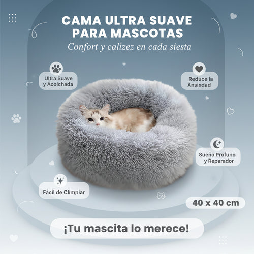 Cats Beds for Indoor Cats - Cats Bed Washable 15.7 Inches, Dog Beds for Small Dogs, anti Anxiety round Long Velvet Furry Cats Bed, Thick Bottom, Winter Supplies(Gray)