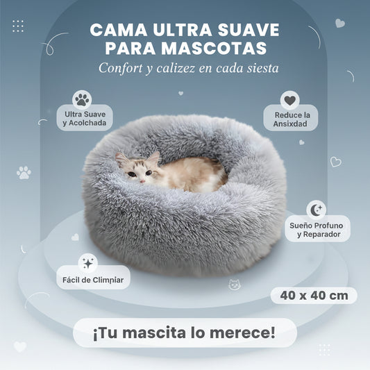 Cats Beds for Indoor Cats - Cats Bed Washable 15.7 Inches, Dog Beds for Small Dogs, anti Anxiety round Long Velvet Furry Cats Bed, Thick Bottom, Winter Supplies(Gray)