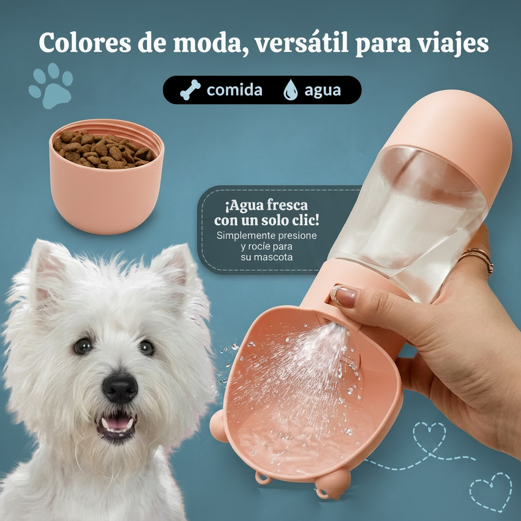 Botella Portátil 2 en 1 para Mascotas