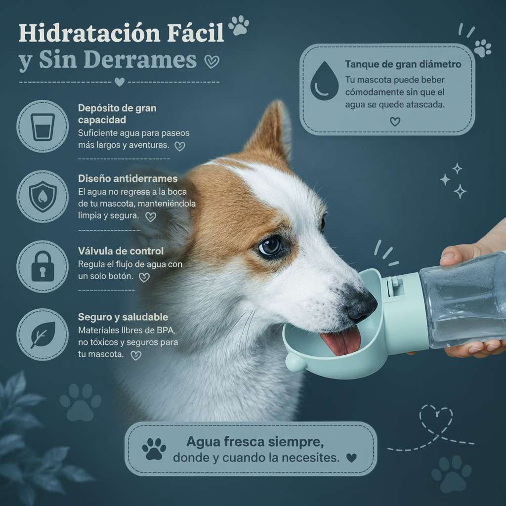 Botella Portátil 2 en 1 para Mascotas