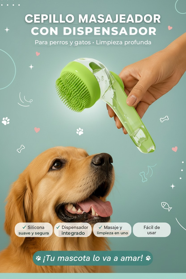 Kit Aseo Total Perro - Cepillo de Baño 2 en 1