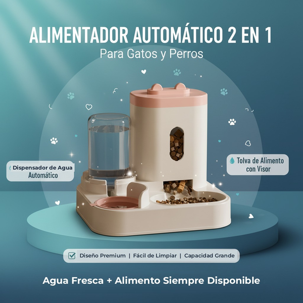 Comedero y Bebedero Automático 2 en 1 para Mascotas