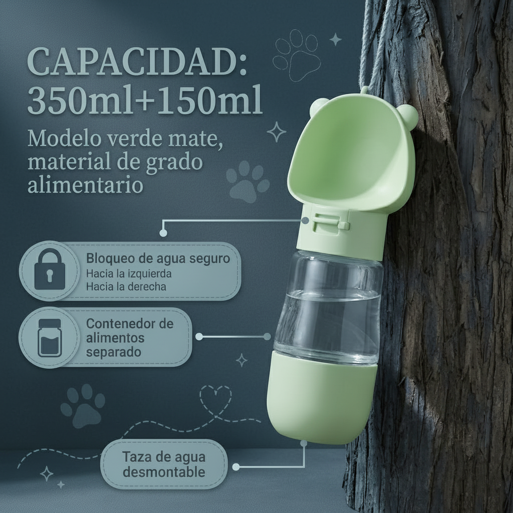 Botella Portátil 2 en 1 para Mascotas